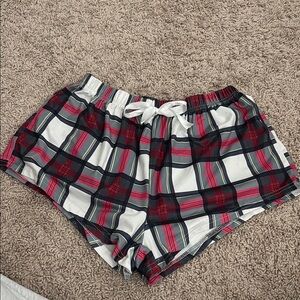 Plaid Lounge Shorts with Drawstring